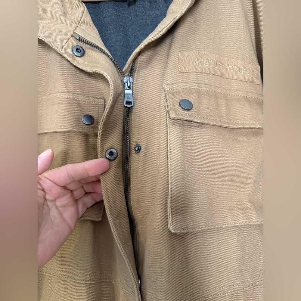 Avec Les Filles Washed Cotton Field Utility Jacket Tan Khaki Plus Size 2X - Picture 11 of 15